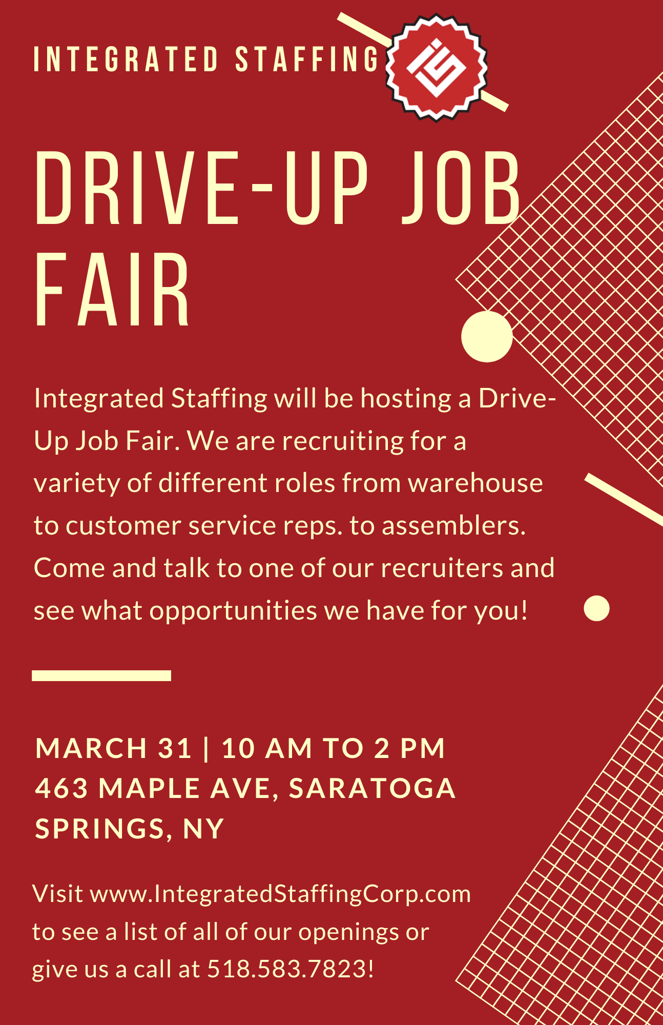DriveUp Job Fair 3/31/2021 Integrated Staffing