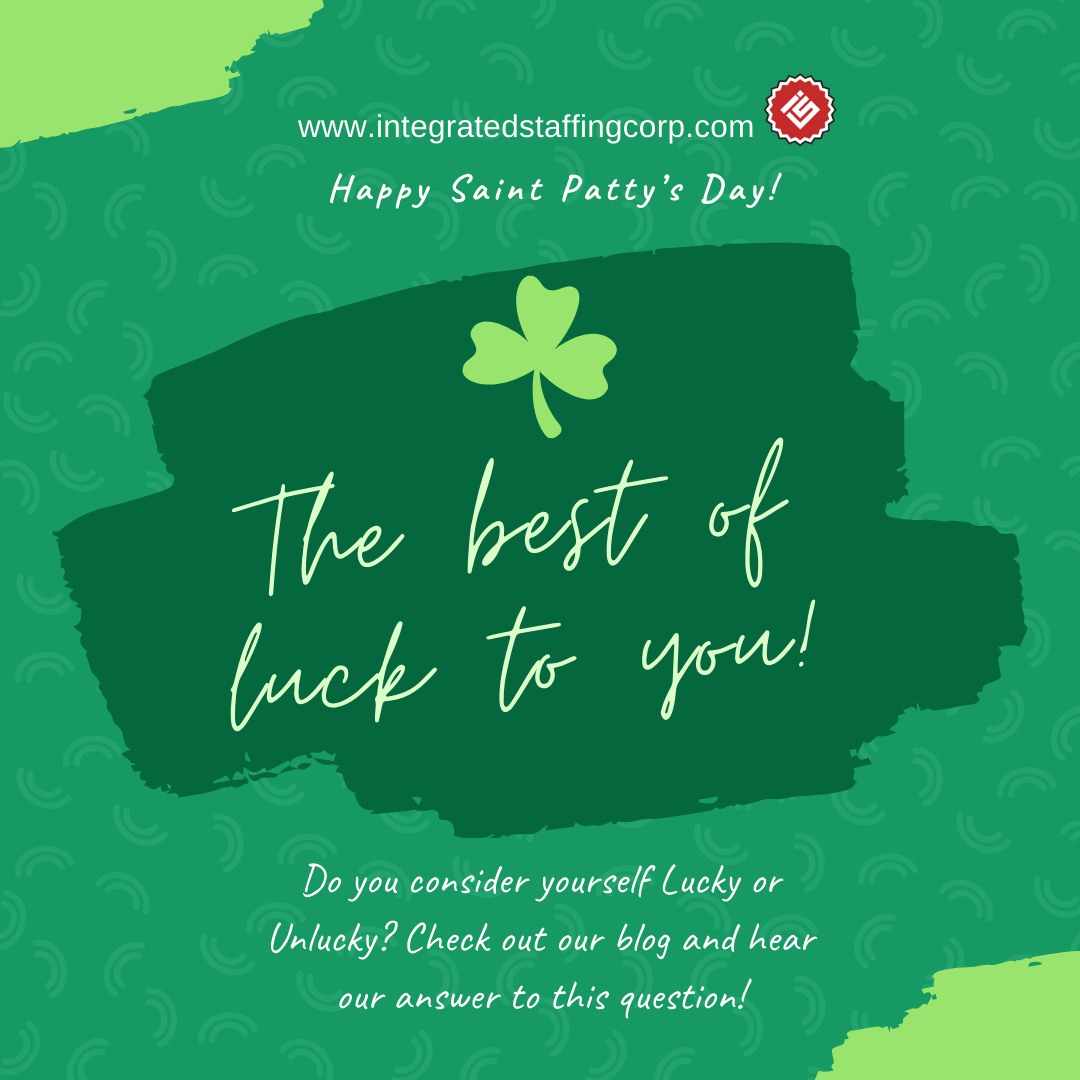 Alt= "Green background with 'The best of luck to you! and question 'Do you consider yourself lucky or unlucky'?"